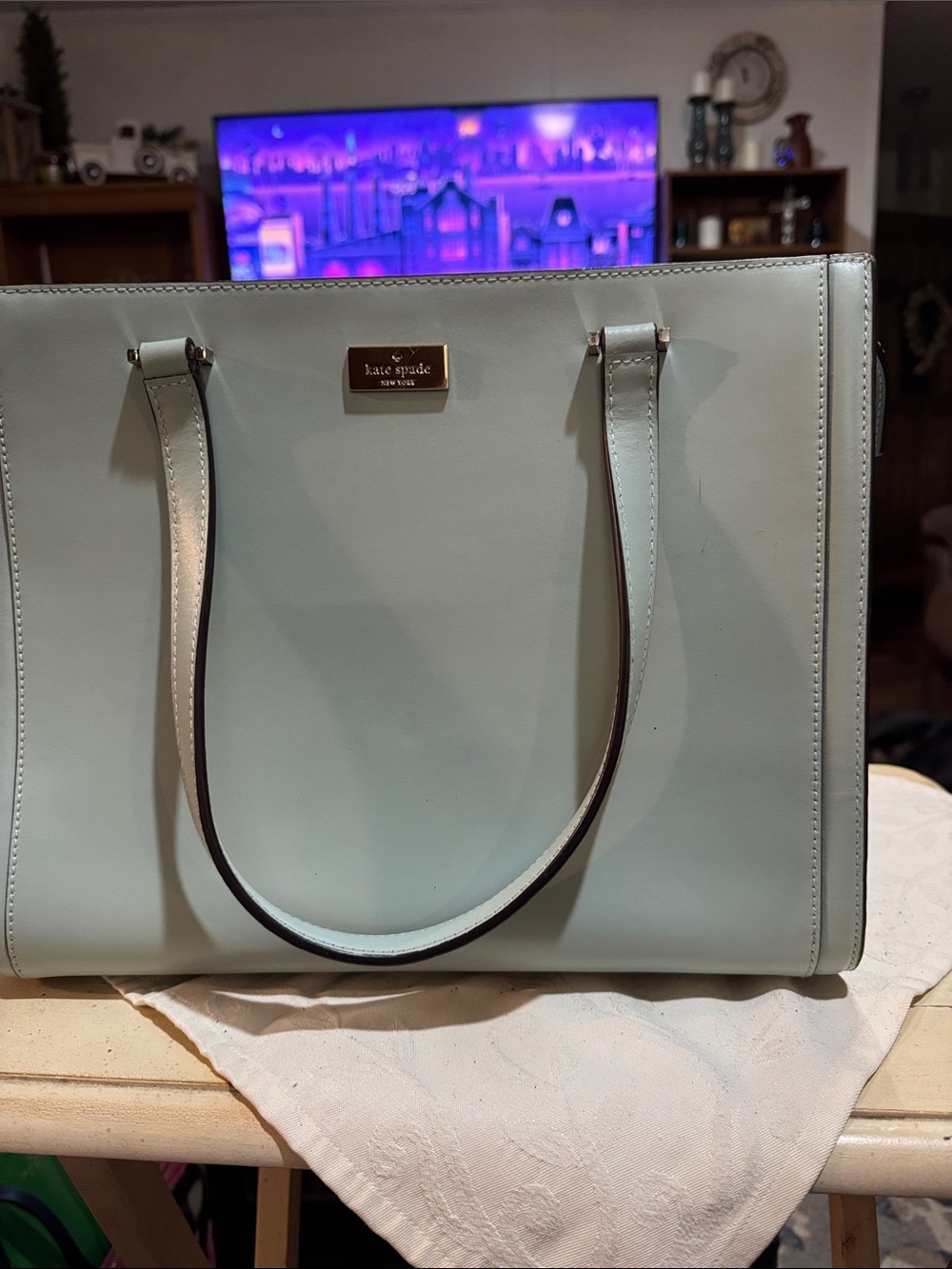 Kate Spade Mint Green Structured Leather Tote
